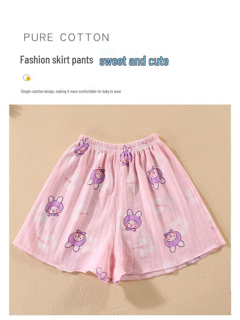 Girls' Summer Pajama Set: All-Cotton Tank Top & Short Skirt with Suspenders - Sweat-Absorbent Baby Homewear for Air Conditioning Comfort