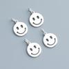 S925 Sterling Silver Smiley Face Pendant for DIY Beaded Bracelets and Necklaces