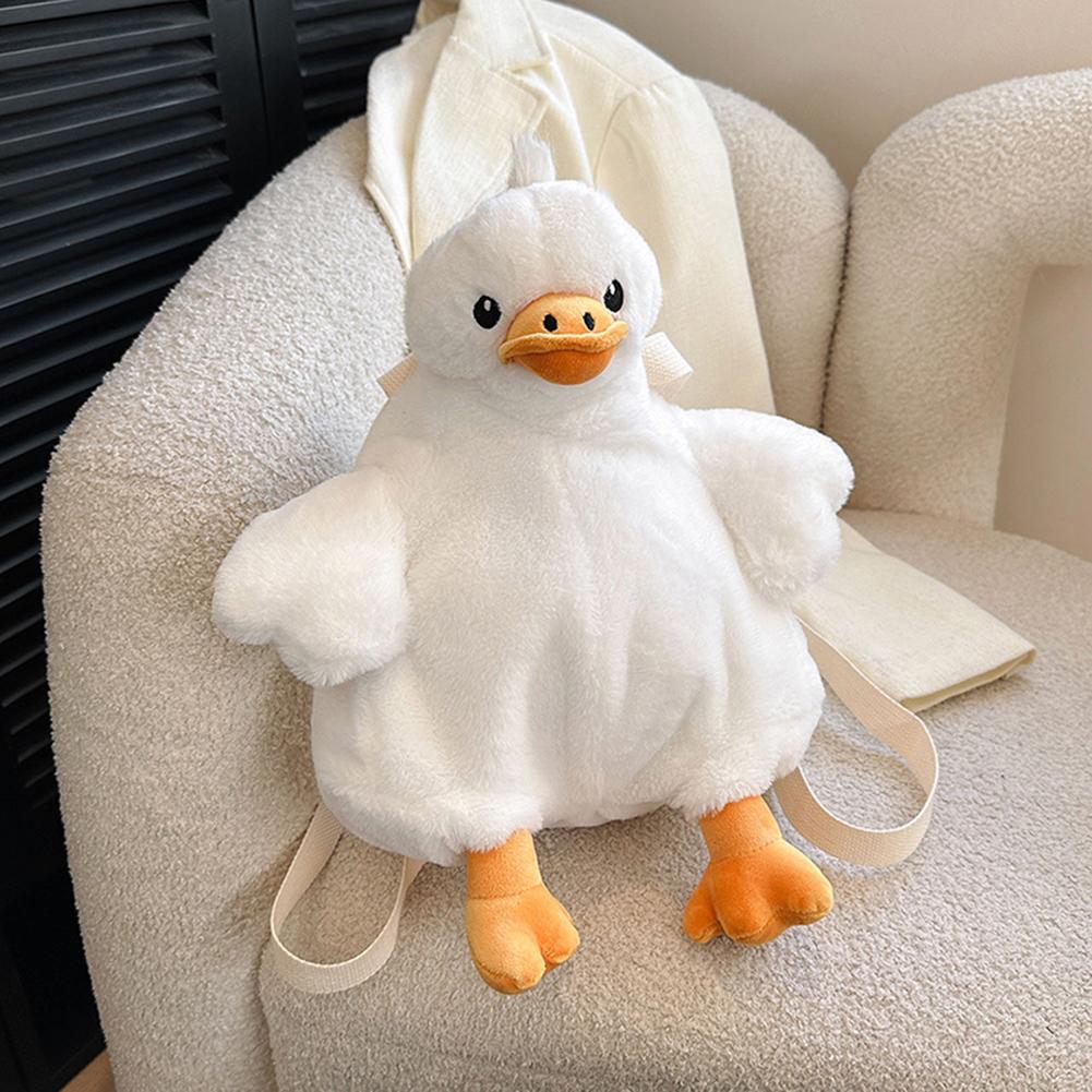 

Популярный рюкзак с рисунком утки, милый мультяшный рюкзак, пушистый рюкзак на молнии, мягкая плюшевая сумка на плечо, новинка, сумка для женщин и девочек белый