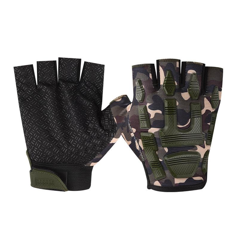 Tactical Half Finger Gloves Men's Outdoor Sports Cycling Training Anti Slip and Wear Resistant Protection Operations Military Fan Seal Special Forces