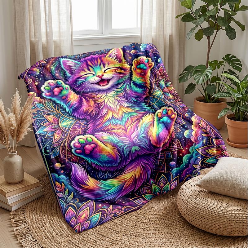 Playful Kittens Scene Theme blanket Lightweight Warm Flannel Blanket Decorative Throw Blanket for Home Decoration