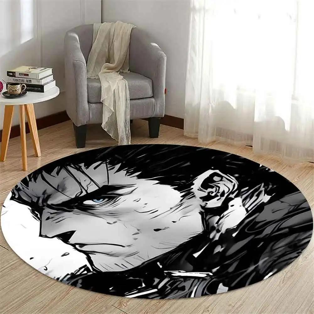 Guts Sword in Berserk Printed Round Carpet for Living Room Bedroom Kitchene Rugs Mats Flannel Anti-Slip Rug Decoration Gift