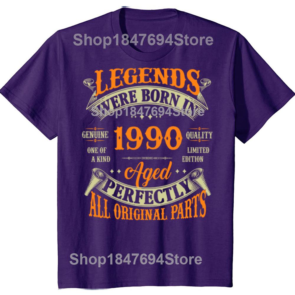 

34th Birthday Tee Vintage Legends Born In 1990 34 Years Old T Shirts Graphic Cotton Streetwear Short Sleeve Gifts Summer T-shirt 4XL
