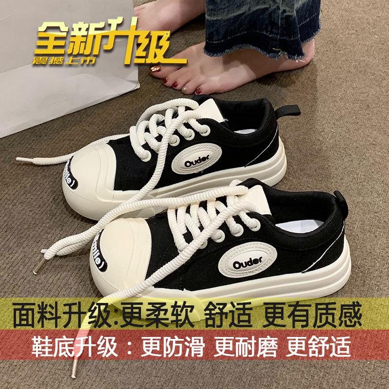 

Niche original smiling little white shoes women s spring and summer 2025 new platform canvas shoes ugly cute big head shoes 35