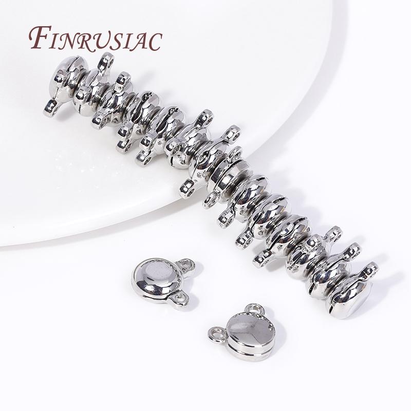 18K Gold Plated Brass Metal Round Magnetic Clasps Closure Magnet End Clasp Connectors For Jewelry Making Accessories Findings