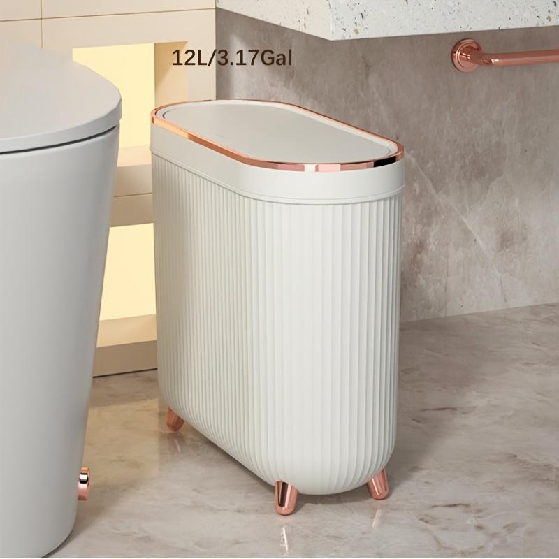 

1 шт. Узкий мусорный бак, 12 л туалетный мусорный бак с крышкой, бытовой узкий тонкий мусорный бак для гостиной, спальни, ванной комнаты, офисная корзина для бумаги белый