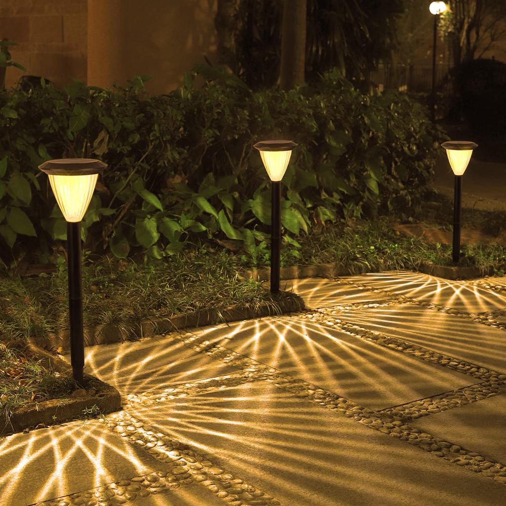 GWSOLAR 5-Piece Smart Lighting Solar Garden Light Set, Waterproof, Warm White, 50 Lumens, 70.5cm Tall, Automatic OnOff, for Garden, Entryway, Path,