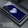 Blue Quilted Diamond Heart Glass phone case mobile phones fashion phone cases for Samsung Galaxy S26 S25 S24 S23 FE Ultra Plus