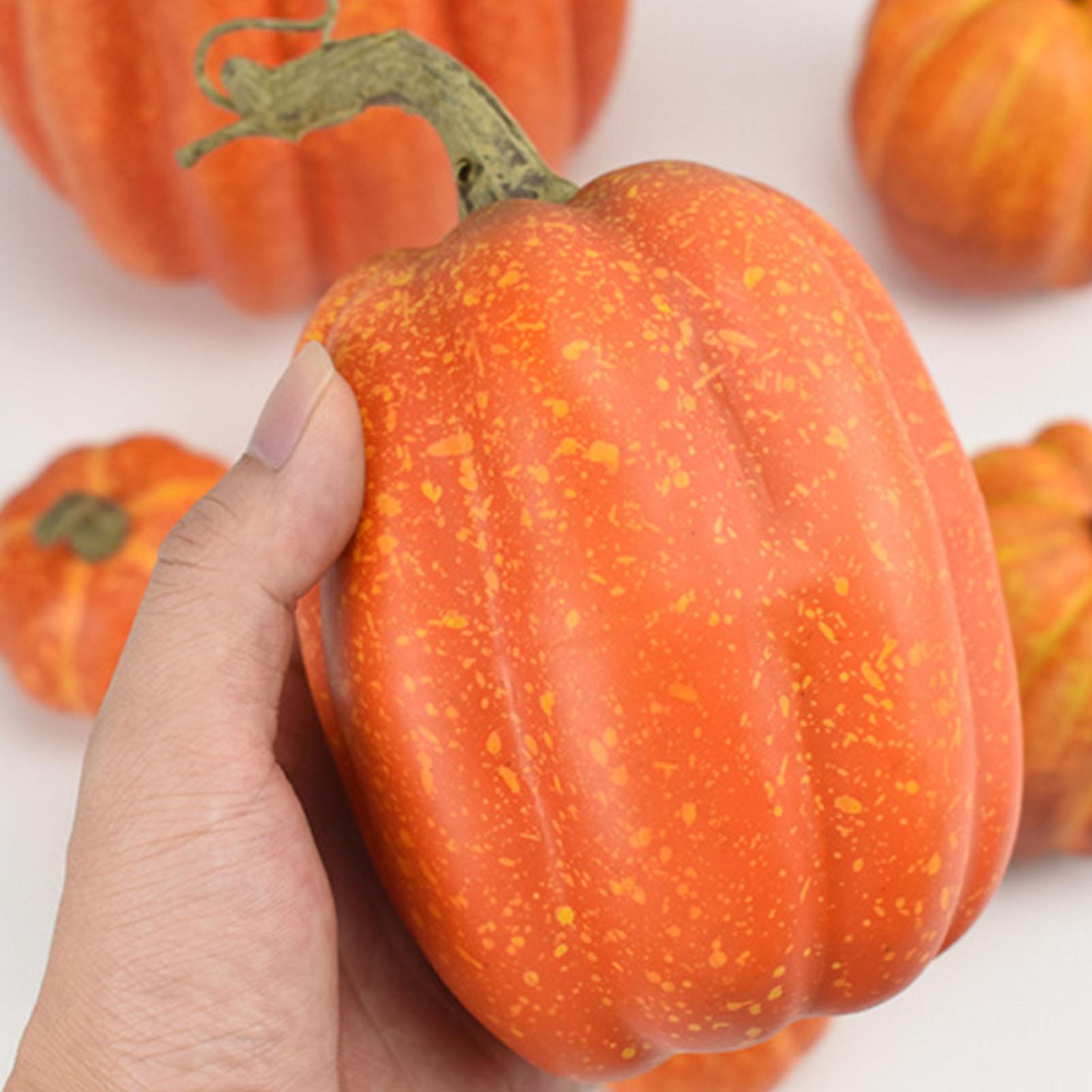 7Pcs Artificial Pumpkin Halloween Decorations for Home Mini Fake Pumpkin Autumn Harvest Party Thanksgiving Ornaments Props arancione