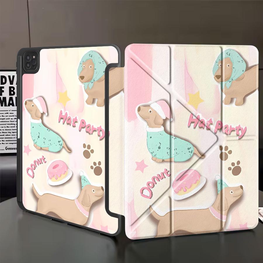 Holder Cover Tablet Case For iPad Pro 11th 10th 9th 8th 7th 12.9inch Air 4 5 M3 M2 1 2 M4 11inch Mini 6 7 Pro 2025 Cute Dog