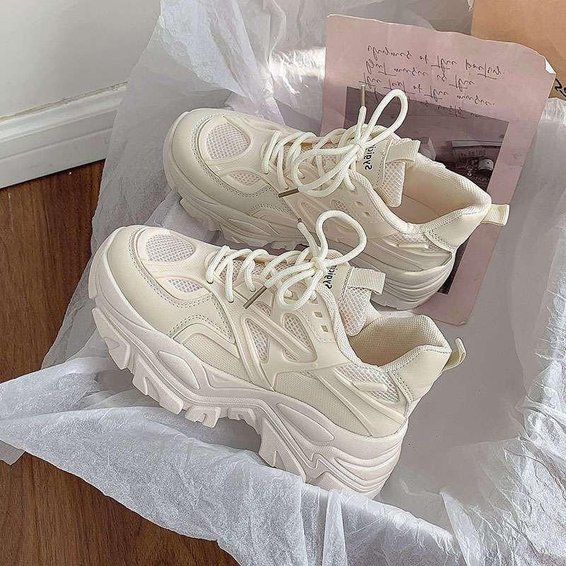 Dad shoes heightened autumn models new high heels versatile small black platform muffin sneakers women