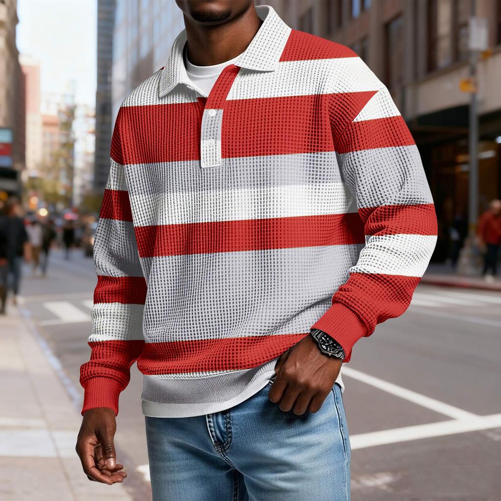 Men's Casual Loose-fitting Top Button-down Collar Long Sleeves