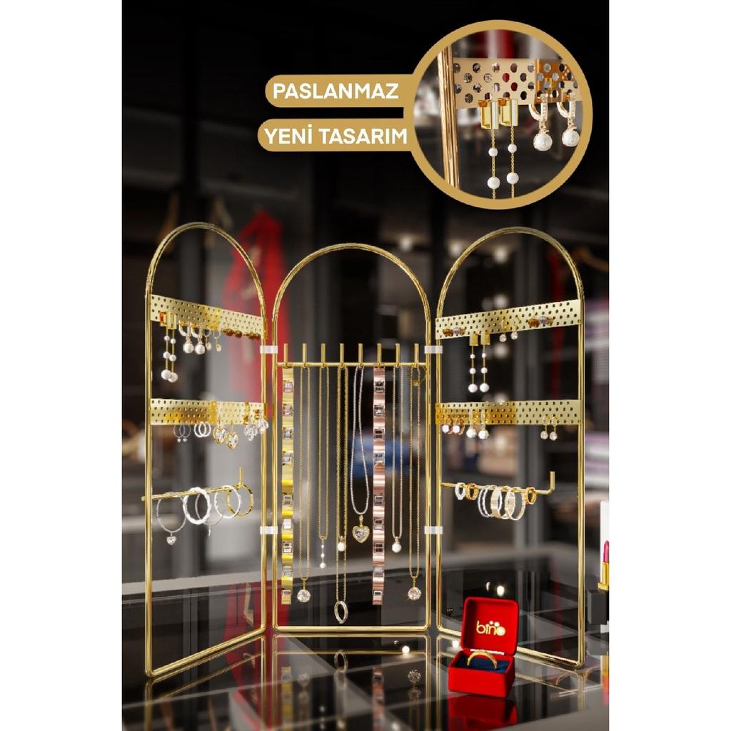 Organizer Jewelry Makeup Organizer Makeup Box Decorative Oval Jewelry Stand Necklace Ring Earring Holder