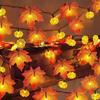 Autumn Thanksgiving Decor Maple Leaf String Lights Battery Powered Fairy Lights Wall Hanging Lamp Outdoor Halloween Decoration