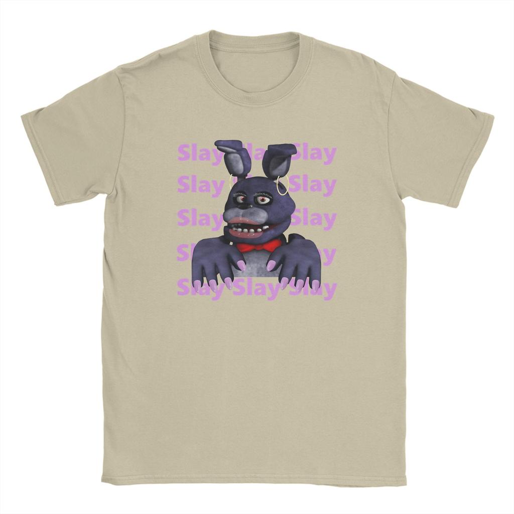 Fnaf slay meme on periodt Men T Shirts FNAF At Freddys Tee Shirt Short Sleeve Round Collar TShirt Pure Cotton Summer Clothes