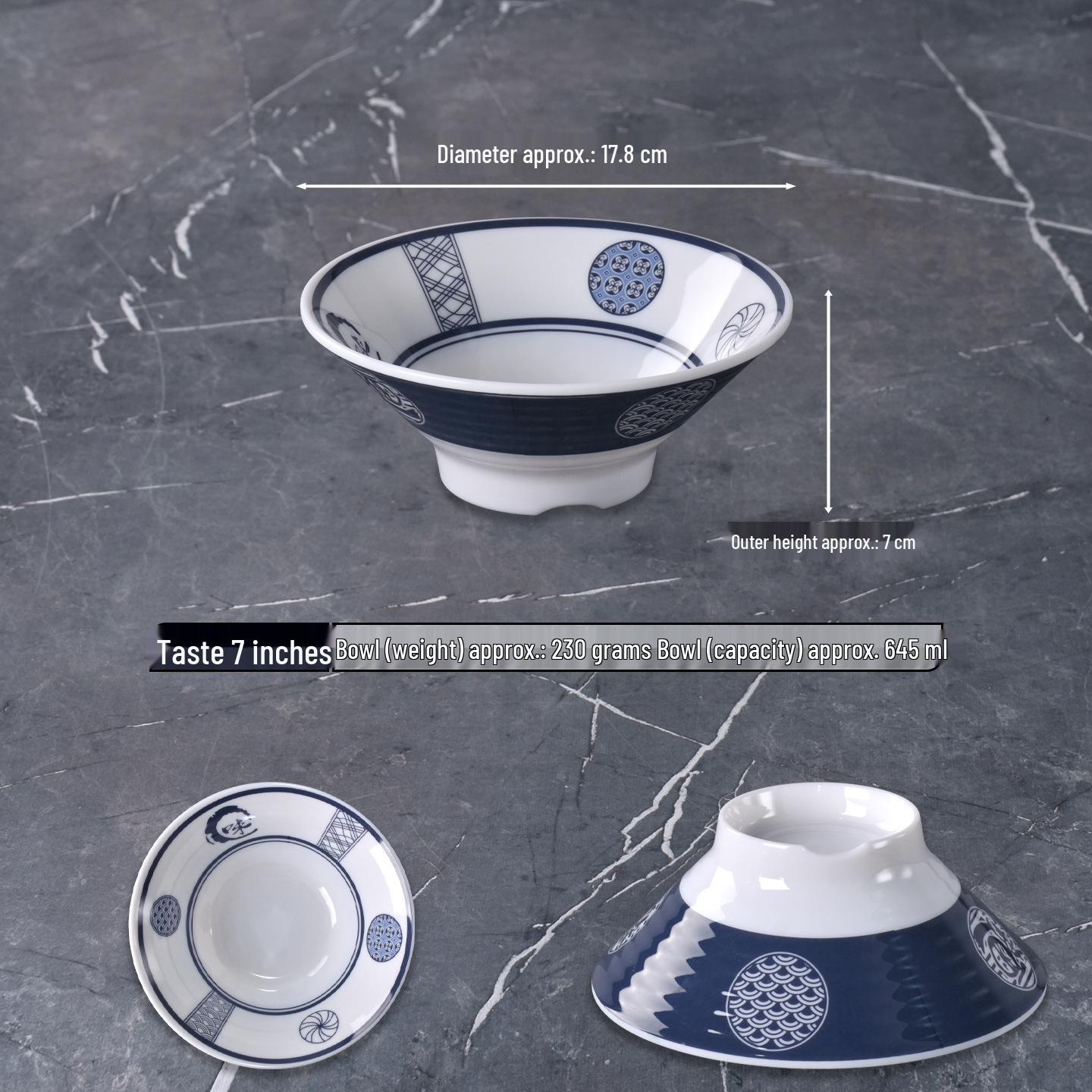 

Melamine Noodle Bowl - Imitation Porcelain, Drop-Resistant, Large Soup & Porridge Bowl for Restaurants