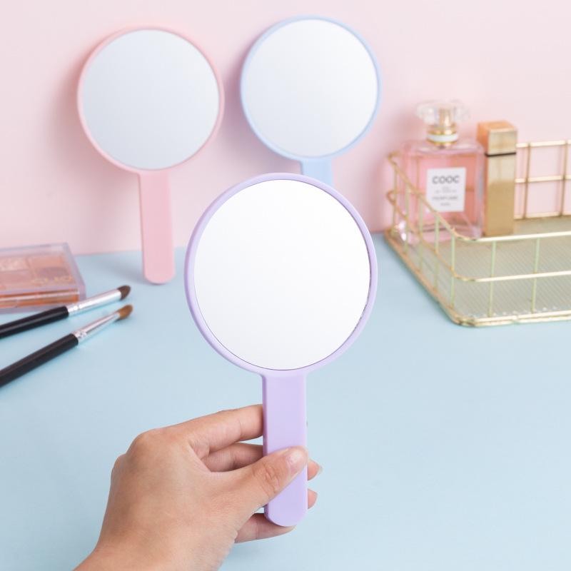 Round Handle Beauty Makeup Vanity Mirror - Portable Mini Handheld Mirror