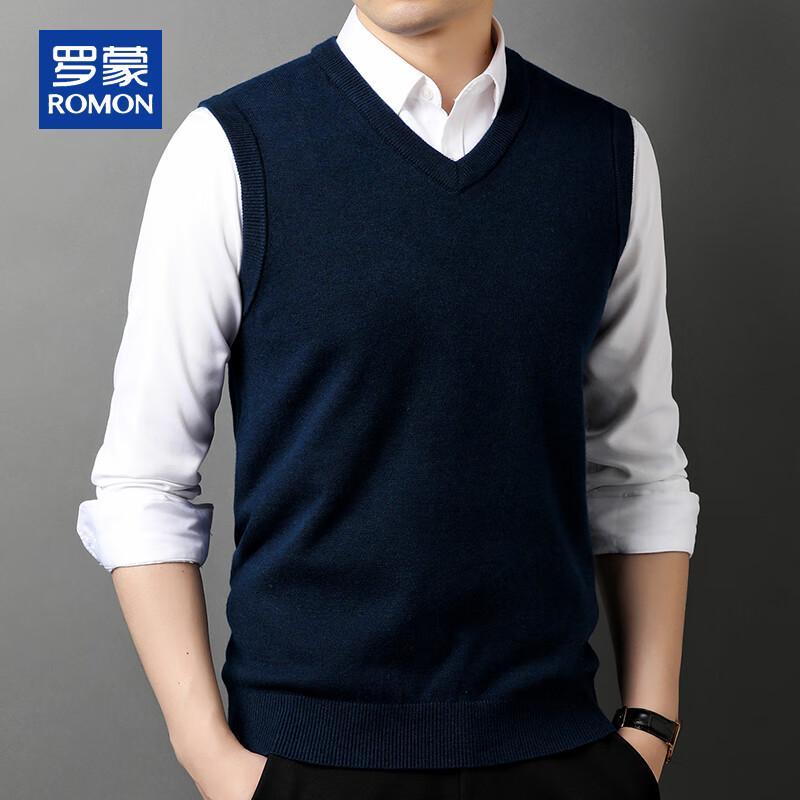 ROMON Men's V-Neck Knitted Business Casual Vest