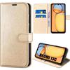 Case for Xiaomi Redmi 13C, Gold - Shockproof TPU Protection and PU Leather Cover with Card Holder and Stand Function