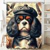 Animal Print Shower Curtain Vintage Style Dog Decor for Bathroom Floral Design Waterproof Fabric Perfect Gift Idea