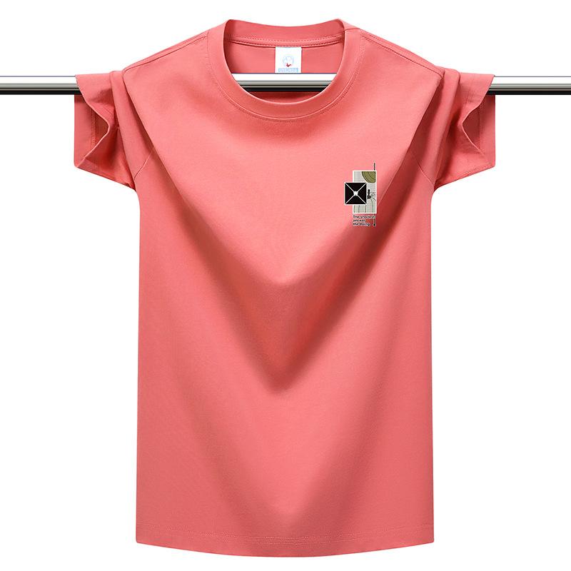 Plus Size Multi-color Men's Short Sleeve T-Shirt Heavyweight Cotton Casual Round Neck Tee