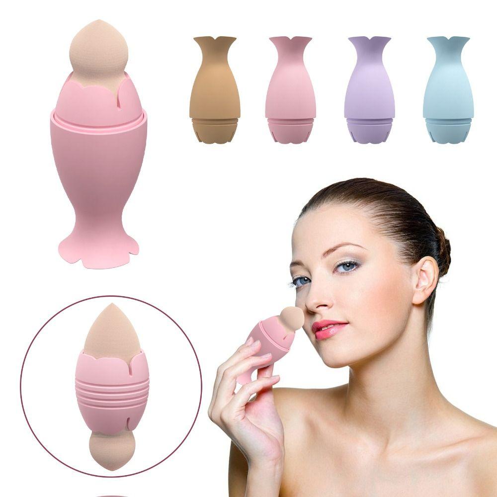 Silicone Makeup Sponge Holder Pink/ Blue/ Brown Beauty Eggs Storage Case Makeup Sponge Case Travel