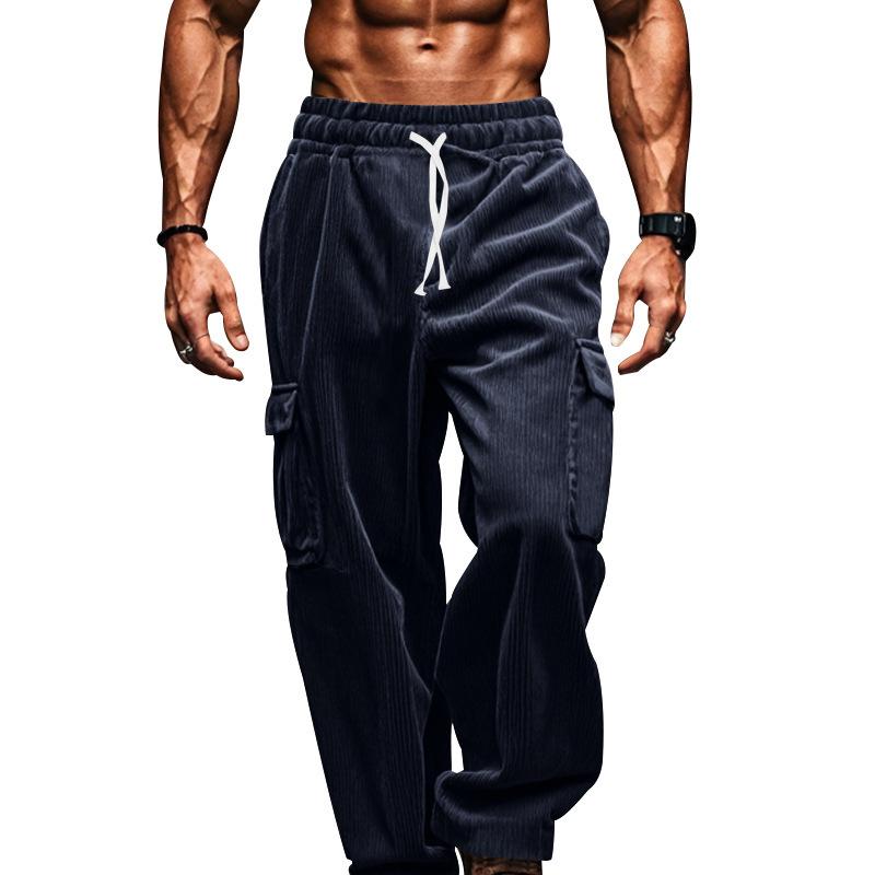 Corduroy Men's Retro American Loose Tooling Multi-pocket Straight Casual Trousers