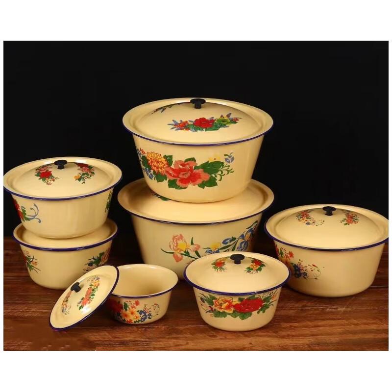 Baichengdao Lidded Enamel Bowl 26 cm