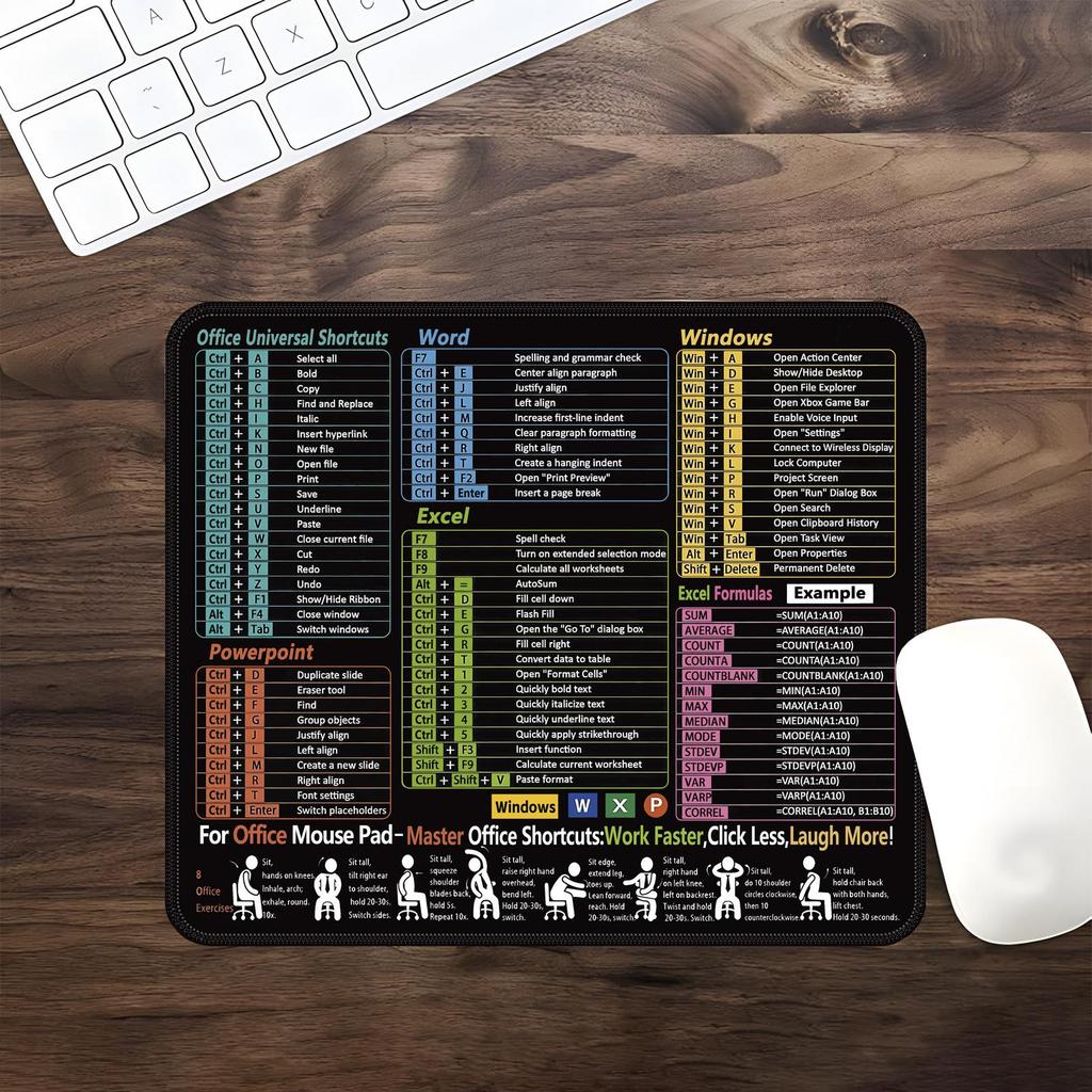 Egyedi Nagy Angol Gyorsbillentyűk Egérpad Számítógépekhez és Notebookokhoz