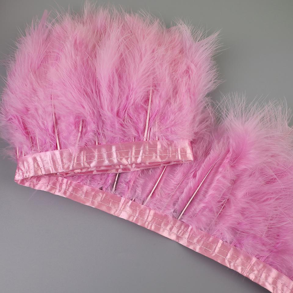 FeatherTurkey Feather Fringe 4-6inch Colorful Marabou Feather Tape for Handiwork Clothes Dress Handmade Cloth Strap Home Decoration
