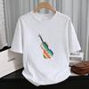 Sommer Damen T-Shirt Kreatives Vintage Cello Aufdruck Kurzarm T-Shirt Modisches Bequemes Weiches Atmungsaktives Baumwoll T-Shirt