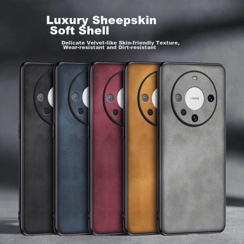 POZZO Phone Case for Huawei Mate60 Pro, HUAWEI MateShockproof Full Lens Protection Soft, Simple Luxury Leather Casen, Gray