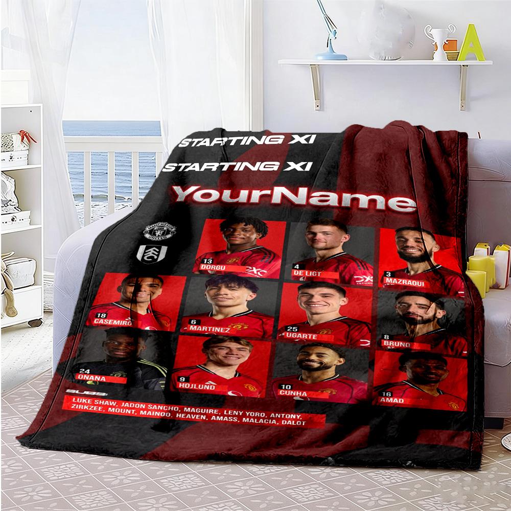 Manchester Customize Your Name Blanket Lightweight Personalized Blanket Soft Warm Cozy Great for Seaside Home Decor Nap Living Room