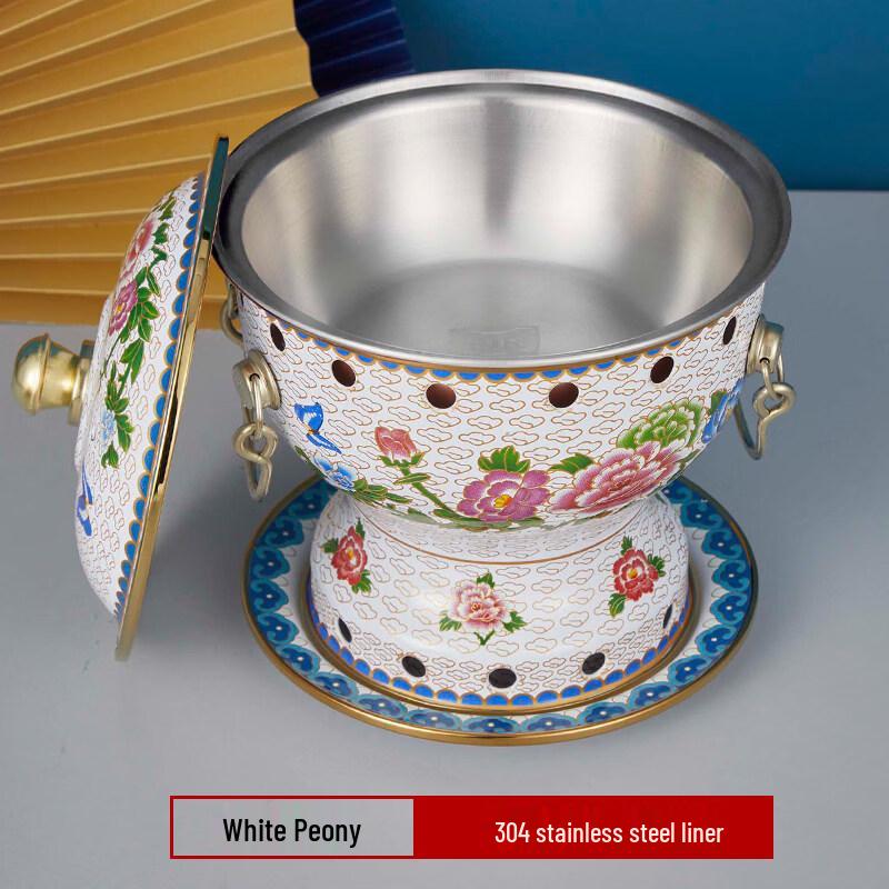 Cloisonné Copper Personal Hotpot with Alcohol Stove