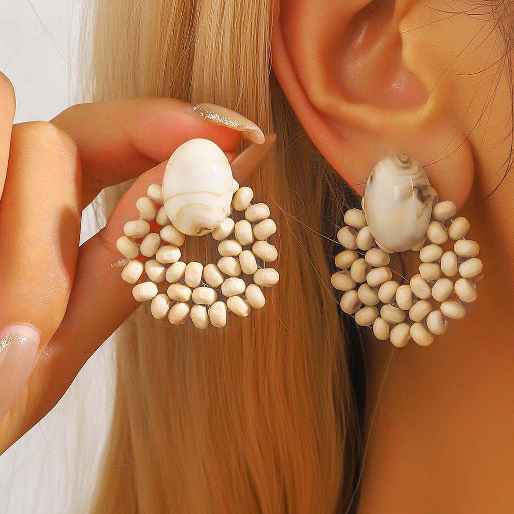 Cercei Rotunzi Geometrie Boemă Femei Senzualitate Înaltă Atmosferă Exagerată Cercei din Lemn Literari Retro