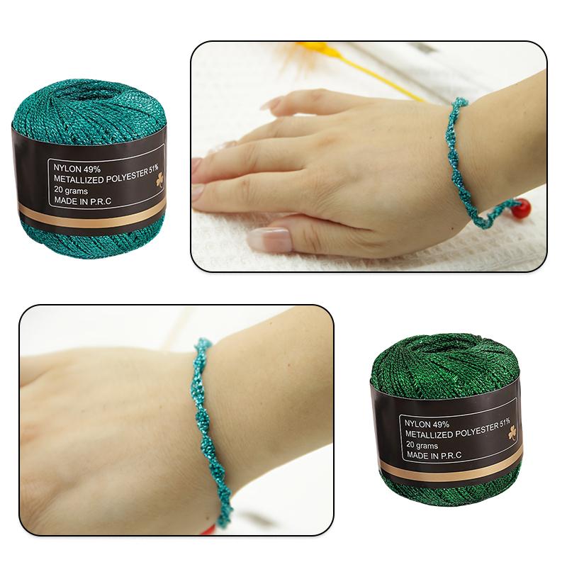 120m PET Vielseitiges Gold Silber Flexibles Metallicgarn Funkelnd Handgewebt Glänzend 2mm Langlebig Glänzendes Garn Handwerksqualität