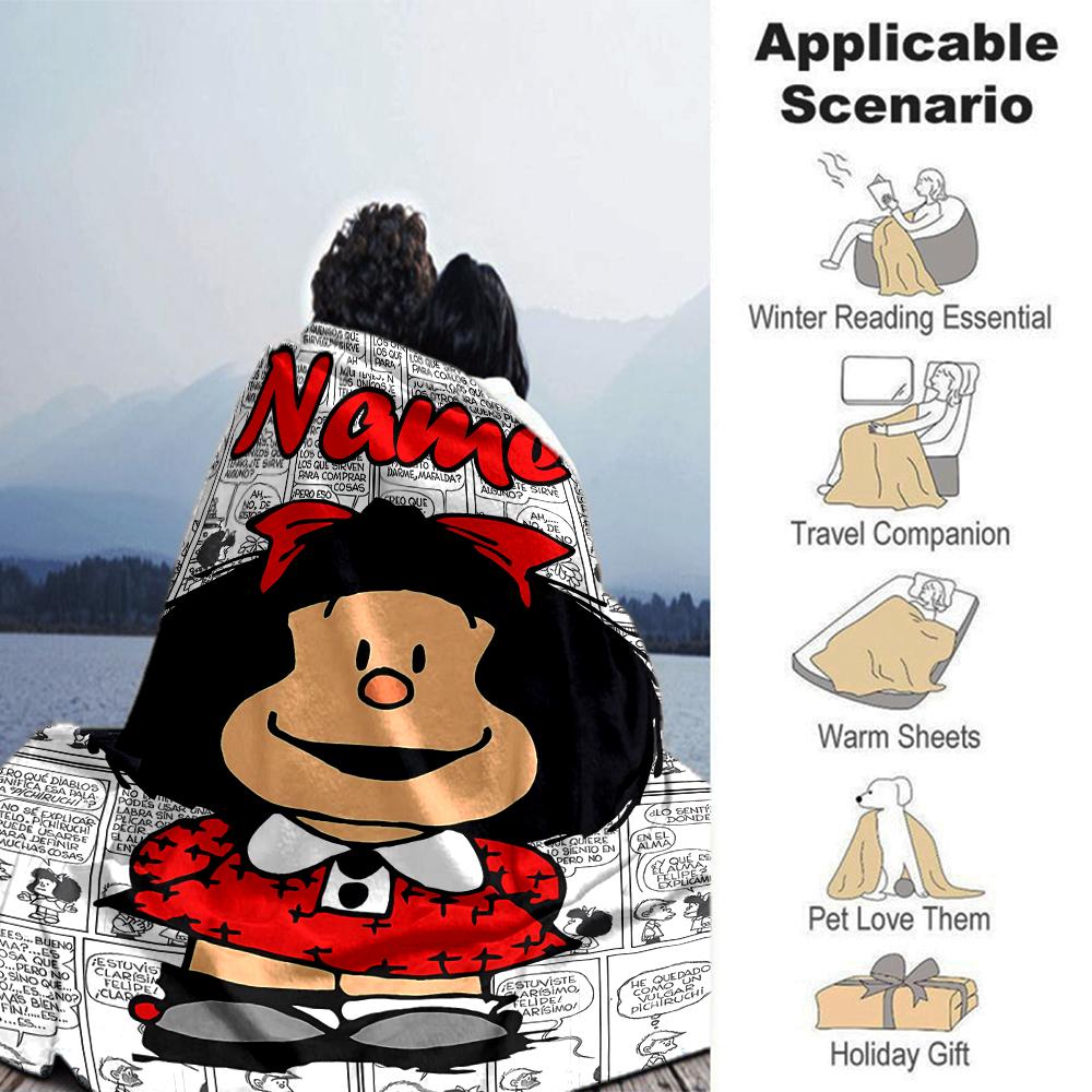 Customiz Name Personality Mafalda Blanket Soft &Warm Sofa Office Bed Travel Lunch Break Blanket, Gift Suitable All Seasons