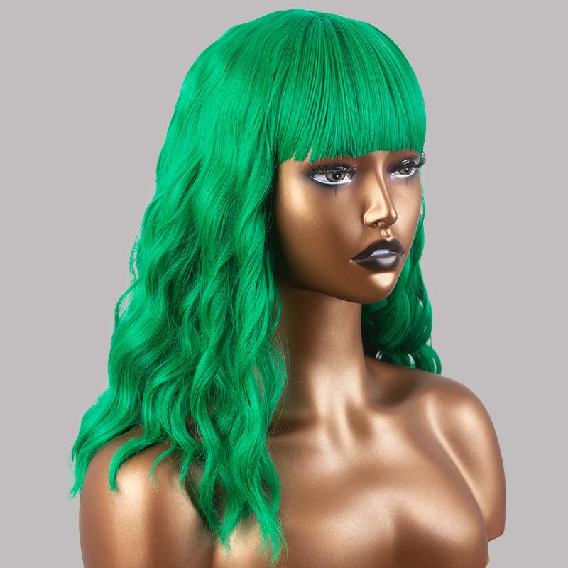 Premium Synthetic Wavy Wigs for Women Long Curly Wig with Bang Medium Water Wave Wig Hair Auburn Wig Cosplay Drag Queen