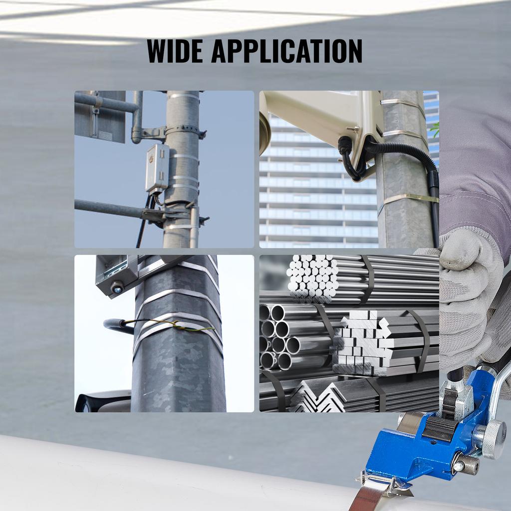 SucceBuy Zestaw do bandowania palet 100 stóp z napinaczem do taśmy Pakowarka 100 metalowych plomb do magazynów Pakowanie