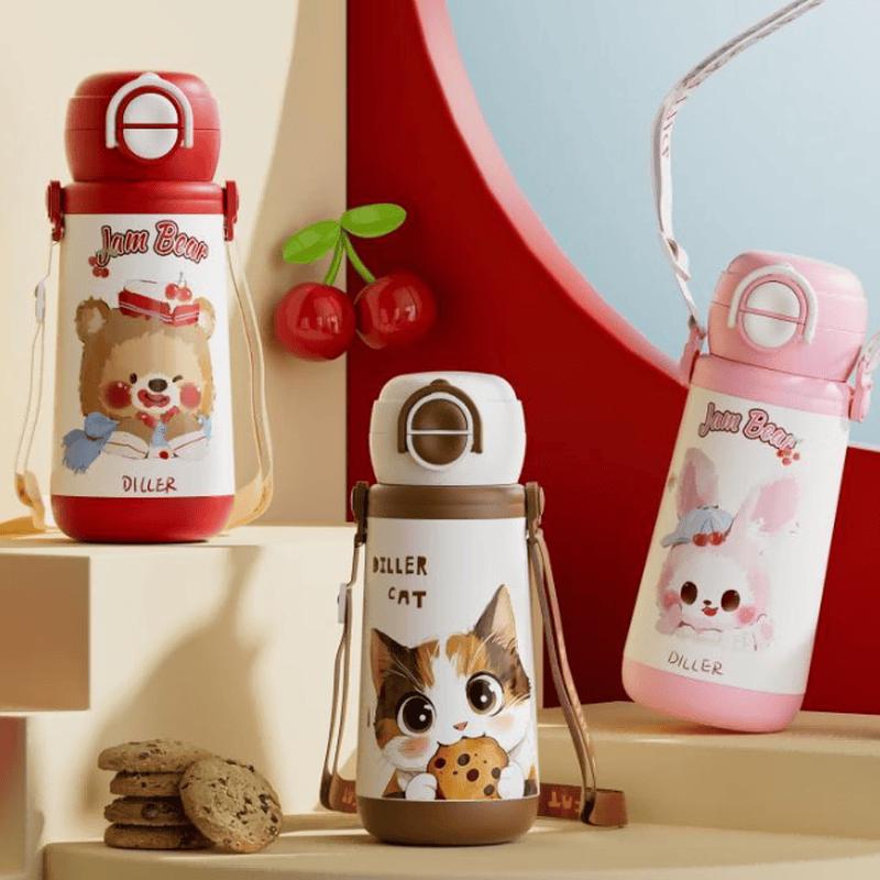 

Diller 316 Stainless Steel Kids Double Drink Insulated Bottle with Strap, 410ml