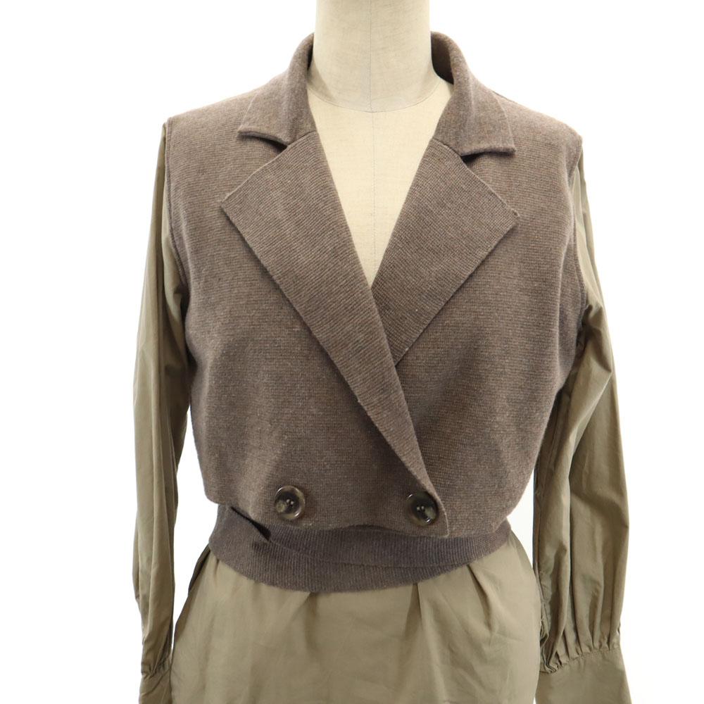 AMERI UNDRESSED Long sleeve Knit docking shirt F Brown Men's Used