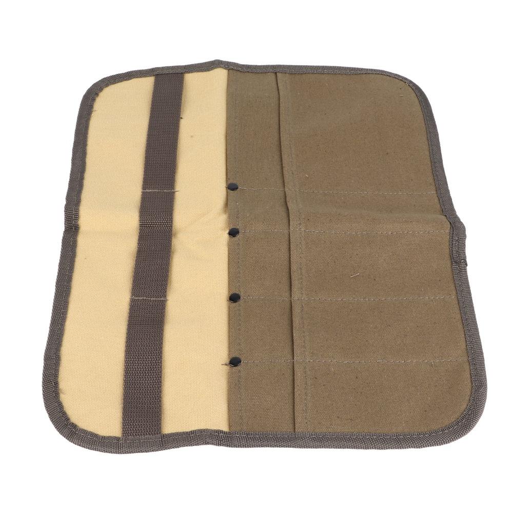 Canvas Cutlery Storage Bag Khaki Tableware Roll Bag Camping Organizer Bag  Outdoor BBQ