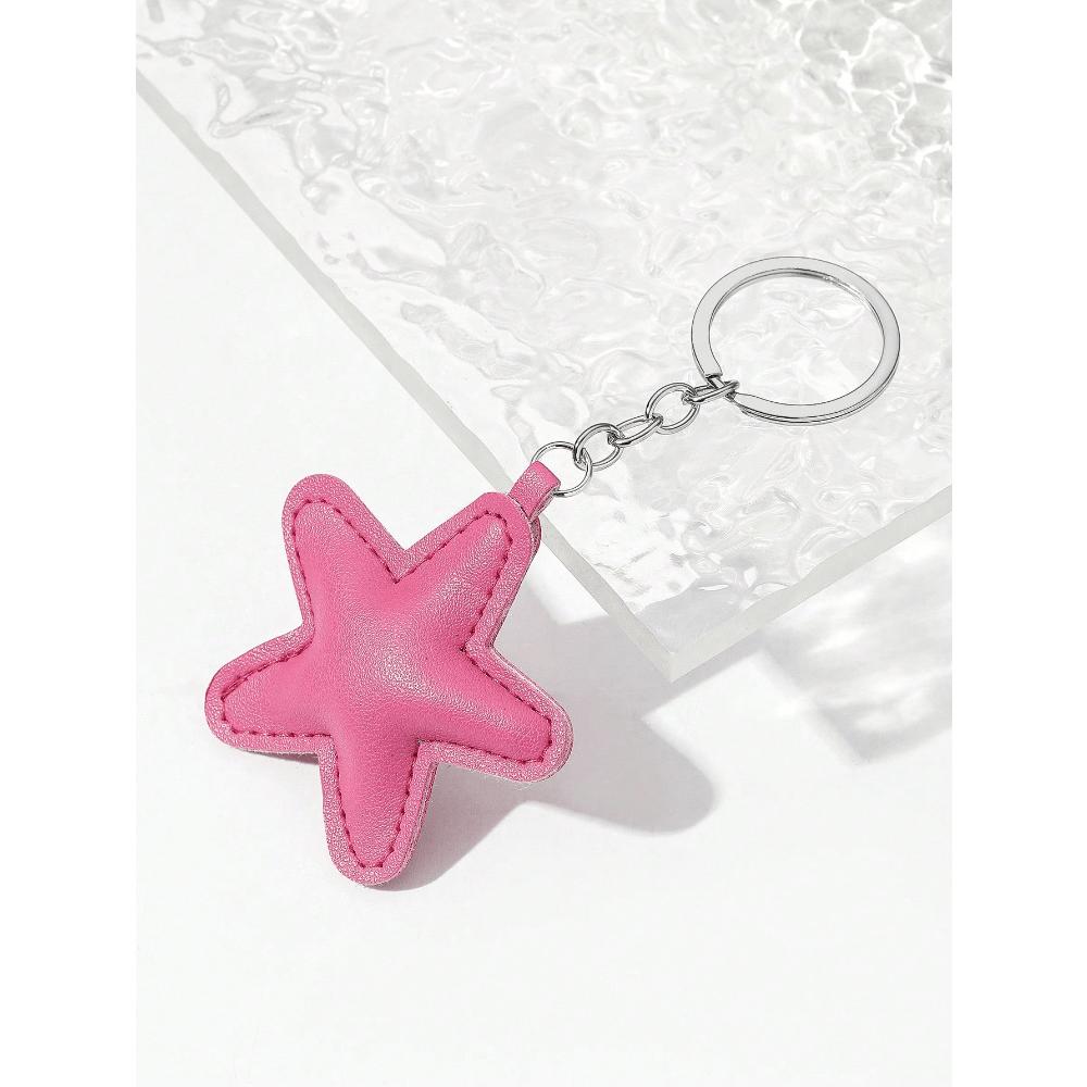 1pc Unisex Five-Pointed Star Keychain With PU & Padding Star Pendant Couple Gift Bag Decoration Hanging Ornament