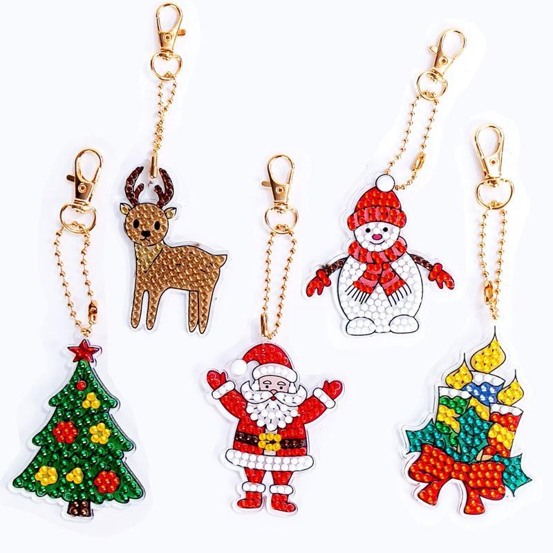 New Diy Diamond Painting Keychain Handmade Acrylic Pendant Jewelry Christmas Single-Sided Diamond Decoration Diamond Painting