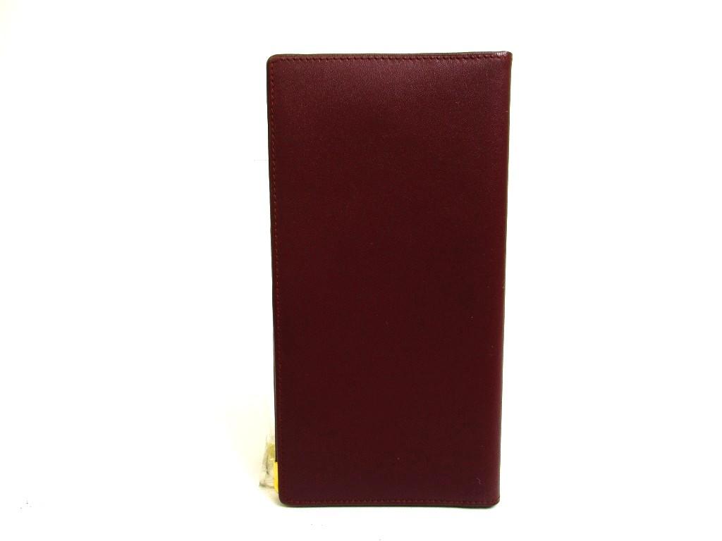 Authentic Cartier Must De Cartier Bordeaux Leather Flap Bill Wallet Checkbook Holder #b244  Open Box