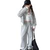 Cardigan da ragazza stile coreano primavera 2025 e pantaloni a gamba larga set casual due pezzi