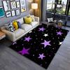 Purple and White Star Pattern Carpet, Black Background Home Decor Suitable for Use As an Anti-slip for Living Room Bedroom Sofas