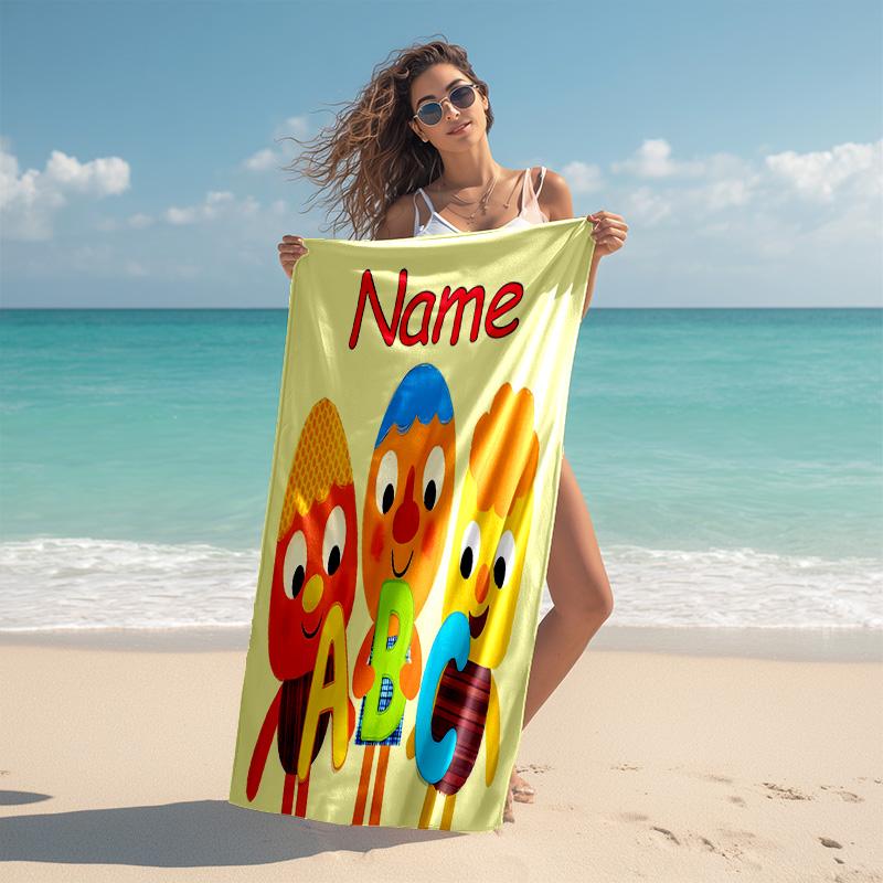 Personalized customized proof beach towel with Super Simple Songs pattern - soft, absorbent,quick-drying,perfect swimming,camping&bathing