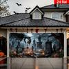 2D flat banner 1 Halloween garage door covering banner gothic-style cemetery decoration.PMJ