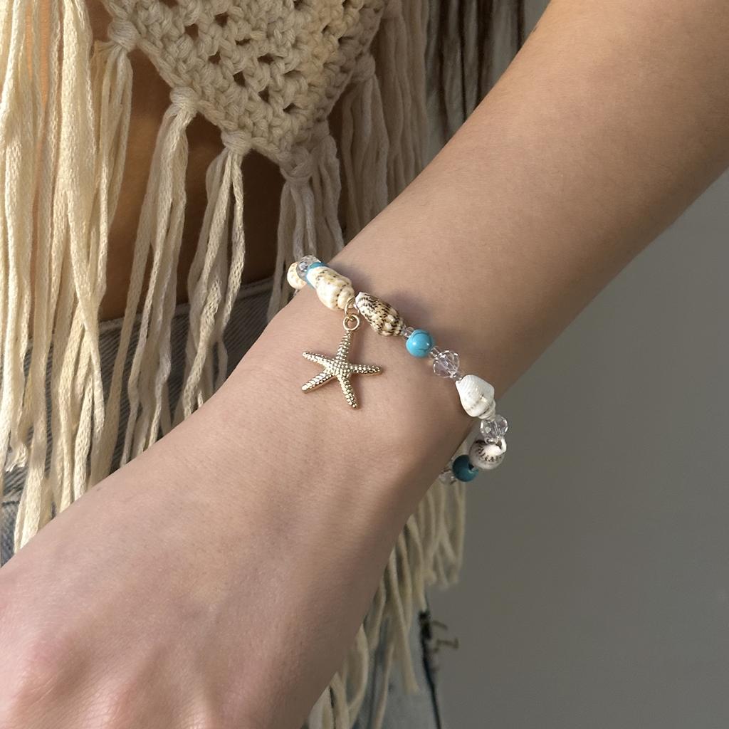 New Handmade Starfish Pendant Necklace for Women Bohemian Conch Beaded Choker Necklace Girls Spring Summer Beach Jewelry Gift